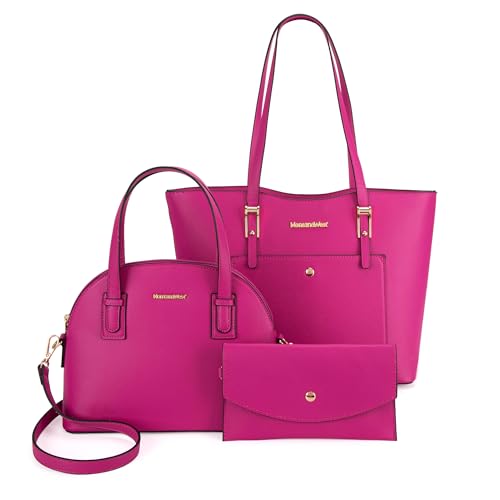 Montana West 3PCS Purses for Women Tote Bag and Wallet Set Shoulder Satchel Handbags - color: Z Handbag Hot Pink