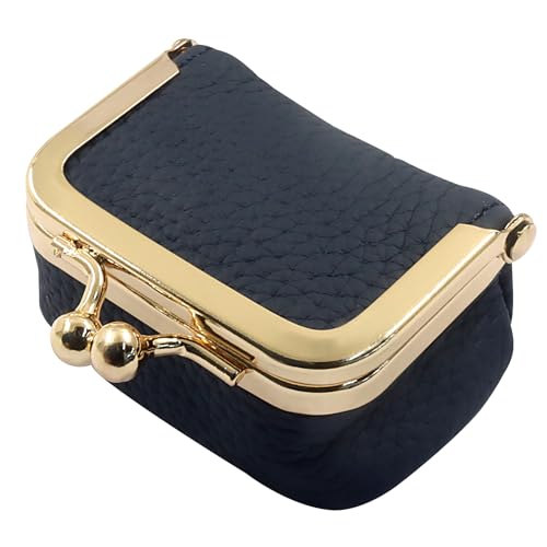 Zorfeter Genuine Leather Mini Jewelry Box, Blue | Portable Coin Purse, Vintage-inspired, Travel Organizer, For Women - color: Blue