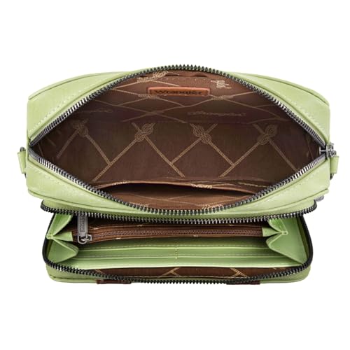 Wrangler Crossbody Bag for Women Shoulder Purse Small Multi Pocket Crossover Bag with Adjustable Strap - color: Green