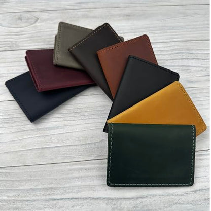 Leather Card Holder for Men Women, Slim Minimalist Credit Card Wallet (Burgundy) - color: Burgundy