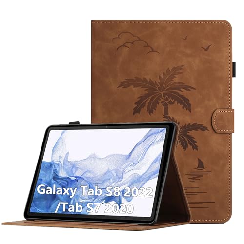 Case for Samsung Galaxy Tab S8 2022 / Tab S7 2020 11 Inch Model (X700/X706/T870/T875/T878) - Premiun PU Leather Folio Stand Protective Case with Pocket, Auto Wake/Sleep Smart Tablet Cover, Brown - color: Brown, size: Samsung Galaxy Tab S8/S7 11"