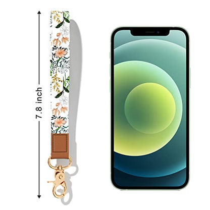 Wrist Lanyard Key Chain, Cute Wristlet Strap Keychain Holder for Women Men Car Keys ID Badges Card Wallet Phone Camera - color: White Wideflowers