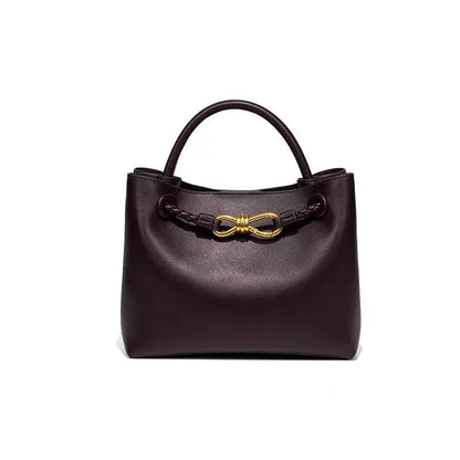 Woven Tote Bag for Women Leather Shoulder Handbag Designer Top Handle Purses - color: D-chocolate
