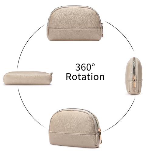 GAEKEAO Coin Purse for Women Small Change Key Pouch Vegan Leather large Capacity mini Portable Ladies Wallet with Zipper - color: A-Beige
