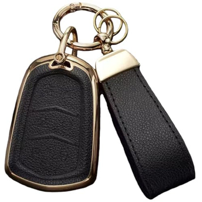 Key Fob Cover for Cadillac Escalade ATS CTS STS SRX XT4 XT5 XT6 XTS | Upper Leather + Soft TPU Key Cover Case Shell for Cadillac CT6 with Keychain (6 Buttons, Black) - color: 6-buttons/Black