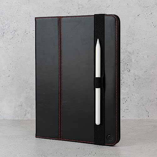 Casemade Real Leather Case Compatible with iPad 11th Gen A16 2025 / 10th Gen (2022) - Full-Grain Leather Cover, Auto Sleep/Wake, Dual Stand Position (Black) - color: Black, size: iPad 11th/10th Gen