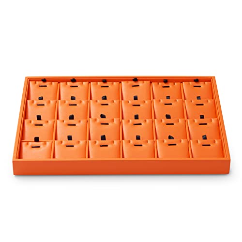 Oirlv 24-Grid Stackable Necklace Tray with Removable Inserts,Orange | 24 Necklace Sections,Removable Insert Cards,Anti-Tangle Design,Space-Saving Event Display,13.8×9.5Inch - color: Orange, size: 24 Grid Tray with Inserts