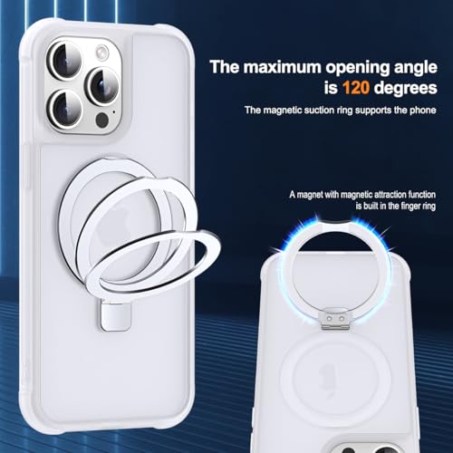 SKYLMW Compatible with iPhone 14 Pro Max Case with Stand,Translucent | iPhone 14 Pro Max Phone Case 6.7",Magnetic Ring Stand,Compatible with MagSafe,Military-Grade Protection,Great Grip Feeling - color: Translucent, size: Iphone 14 Pro Max