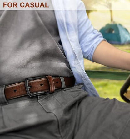 Men Leather Grommet Belt True to Size 1 3/8" Gift Boxed | 7 Eyelets Single Prong | Lightweight | Versatile For Golf Jeans Dress Casual - color: Deep Brown4145, size: 32"-34"Waist Adjustable