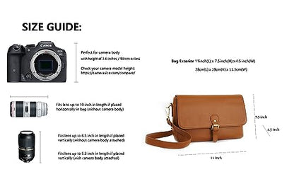 Meliae Camera Bag for Women, DSLR Mirrorless Camera Purse, Leather Shoulder Crossbody Messenger Travel Bag for Photographers (Brown) - color: Brown