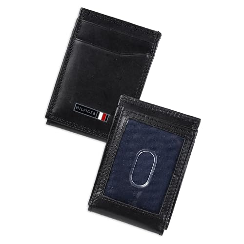 Tommy Hilfiger Men's Leather Orson RFID Bifold Wallet with Removable Passcase - color: True Black