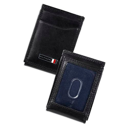 Tommy Hilfiger Men's Leather Orson RFID Bifold Wallet with Removable Passcase - color: True Black