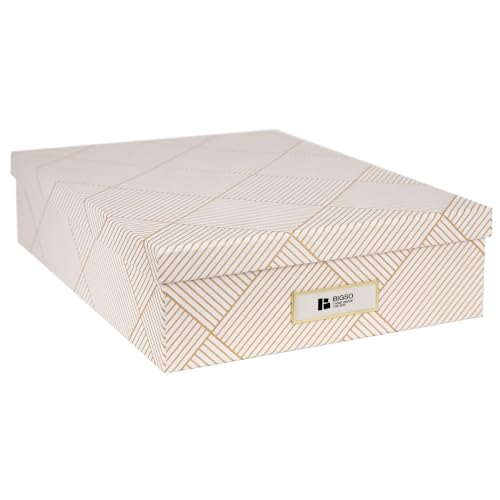 Bigso Oskar Fiberboard Label Frame Document Letter Box for Important Paperwork A4 or Letter Size - Durable Keepsake Box with Lid and Metal Label Holder - 3.3in x 10.2in x 13.8in - Golden Square - color: Golden Square, size: 1 Pack