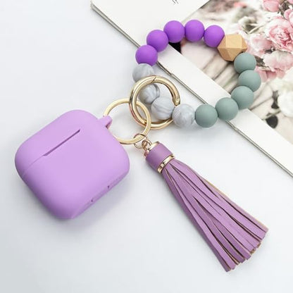 KOUJAON Compatible with AirPods 4 Case Cover, Soft Silicone Protective Cover with Bracelet Keychain, Compatible with Apple AirPods 4th Generation Wireless Earbuds (Light Purple) - color: Light Purple