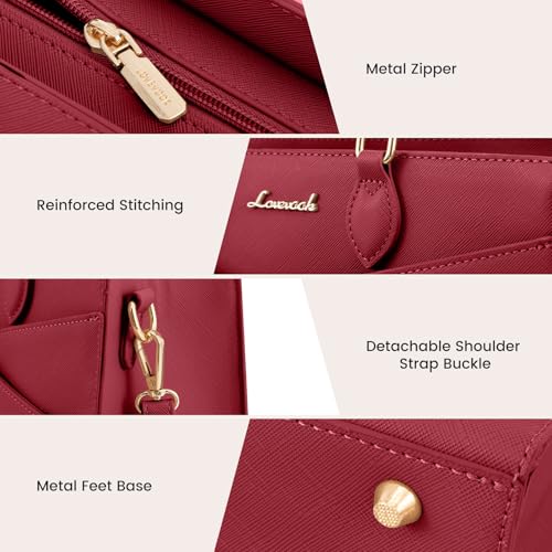 LOVEVOOK Purses for Women,Satchel Handbags Tote Bag, Pu Leather Shoulder Crossbody Top Handle Purse with Zipper - color: Red, size: Small
