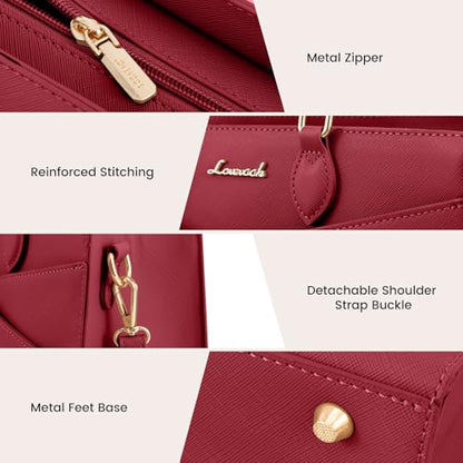LOVEVOOK Purses for Women,Satchel Handbags Tote Bag, Pu Leather Shoulder Crossbody Top Handle Purse with Zipper - color: Red, size: Small