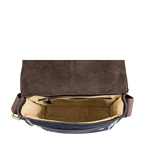 Hidesign Aiden Genuine Leather Medium Crossbody Men/Women Shoulder Messenger Bag/Travel Bag / 10.5" iPad Bag, Blue - color: Blue