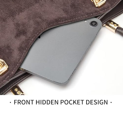 FOXLOVER Leather Purses and Handbags for Women Designer Top-handle Bags | Genuine Designer Large Capcity Hobo Crossbody Satchel Travel Work Zipper Ladies Daily Bag Adjustable Long Strap - color: Dark Coffee