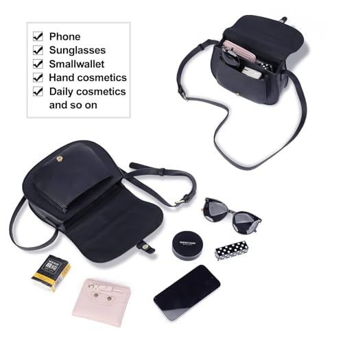 AFKOMST Crossbody Bags for Women,Small Saddle Purse and Boho Cross Body Handbags,Vegan Leather - color: Navy