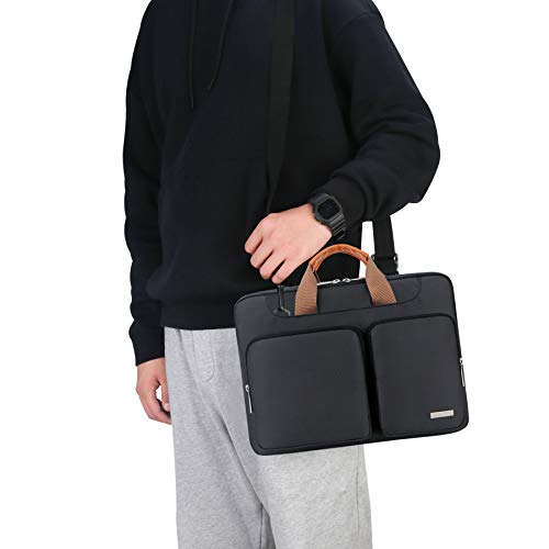 Lacdo 360° Protective Laptop Shoulder Bag, 16 inch Computer Bag for 16 inch MacBook Pro M5 Pro/Max A3428 A3429 (2026), M4/M3/M2/M1 Pro Max A3403 A3186 A2991 A2780 A2485 2024-2019 Messenger Bag, Black - color: Black, size: 16 Inch New MacBook Pro