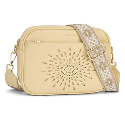 APHISON Crossbody Bags for Women Trendy,Vegan Leather Small Crossbody Purses Shoulder Handbags with Adjustable Strap - color: 08-yellow