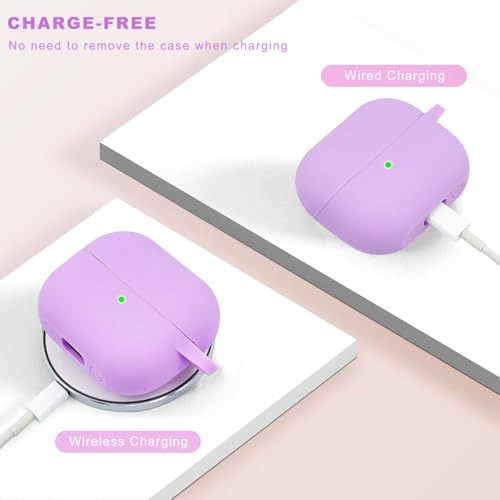 Compatible with Samsung Galaxy Buds 3 Case, Silicone Protective Cover for Galaxy Buds 3 Pro With Bracelet Keychain (Light Purple) - color: Light Purple