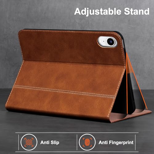 Gexmil Leather Case for iPad mini 7 A17 Pro/iPad mini 6 Gen 8.3 Inch | Genuine Leather Cover for iPad Mini 2024/2021,Protective Smart Folio,Auto Sleep/Wake,Anti Slip,Vegetable Tanned Brown - color: Vegetable Tanned Brown
