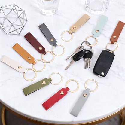 120 PCS PU Leather Keychain Blanks Bulk with Key Rings, Leather Key Fob Kit | 3.7" X 0.66" Rectangular Laser Engraving Keys Chain Wrist Strap Keychain for DIY Keys Chains Craft Gift(Multicolor) - color: 100 pcs