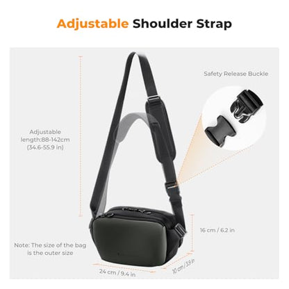 K&F CONCEPT Small Camera Sling Bag Everyday Shoulder Bag | Multifunction Photography Compact Crossbody DSLR Portable Bag, Compatible for Canon/Nikon/Sony, BS10 - color: 15 Deep Green Small