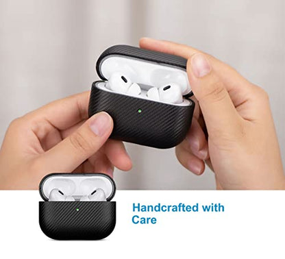 LOPIE Handmade Compatible with AirPods Pro 3rd Generation Case Cover (Not for Pro 2nd Gen), Made of Vegan Leather, Carbon Fiber Style, Protective Hard Shell Cover for AirPods Pro 3 - Black - color: [Carbon Fiber Style]-Black