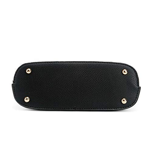 SG SUGU Lunar Lightweight Medium Dome Crossbody Bag Shoulder Bag with Tassel | Zipper Pocket | Adjustable Strap - color: Black / White