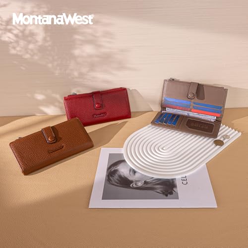 Montana West Women's Wallet Bifold RFID Blocking Wallets Large Capacity Card Holder Wallets with Zipper Coin Pocket - color: 3 Brown