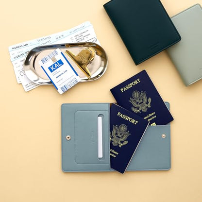 carrotez Premium RFID Blocking Leather Passport Holder & Wallet – Fog Blue - color: Fog Blue