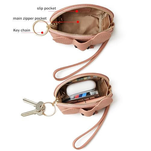 DORIS&JACKY Small Leather Coin Purse for Women Mini Elephant Zipper Wallet - color: 5-Pink