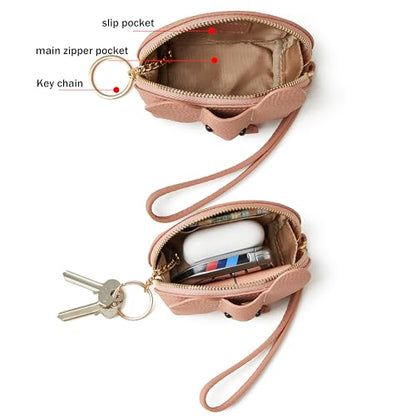 DORIS&JACKY Small Leather Coin Purse for Women Mini Elephant Zipper Wallet - color: 5-Pink