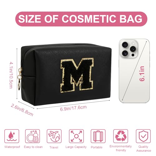 AIBFRID Birthday Gifts for Women Her,Travel Cute Makeup Bag,Large Capacity Cosmetic Bags for Women Makeup Pouch PU Leather Waterproof Cosmetic Bag (M, Black) - color: Black, style: M