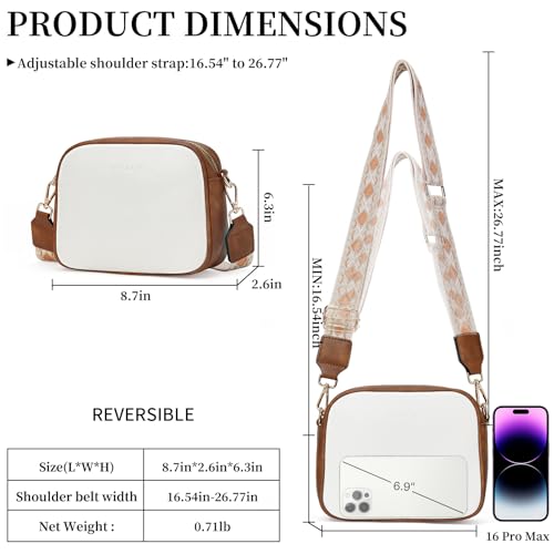 GOIACII Top-Handle Crossbody Bags for Women Soft Leather Trendy Purse Circle Handbags Small - color: D03 White and Brown