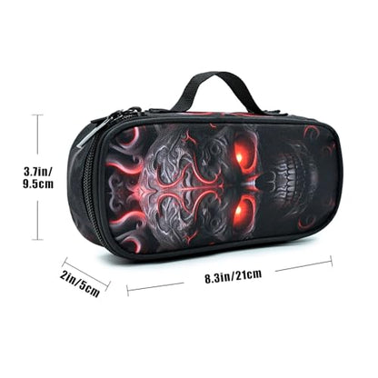 Skull Pencil Case Pencil Pouch Large Capacity Pen Bag School Office Organizer Stationery Storage Box For Girls Boys Teen Kids - color: Skull