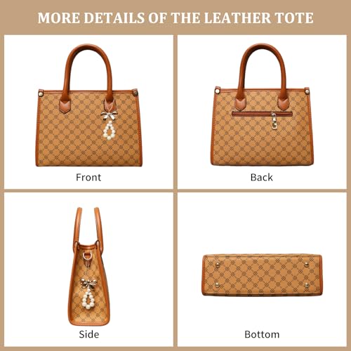 Women Handbag Fashion Satchel Shoulder Tote Top Handle Bag | Sturdy Structured, Spacious, PU Leather, Plaid, Bow, 3pcs, Coin Purse and Small Card Holder, Versatile for Daily Work - color: Yellow