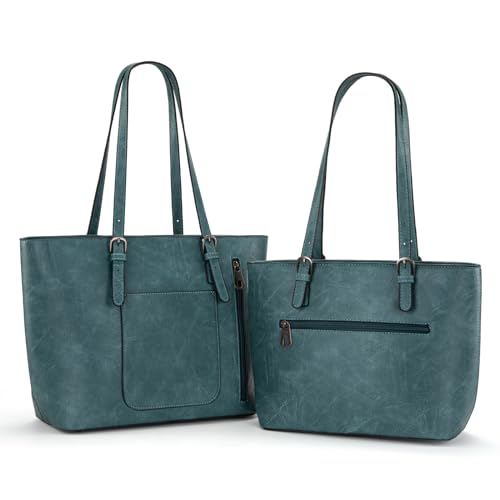 Montana West Tote Bag for Women Purse and Handbags Set Embossed Collection Purse 2Pcs Set - color: 2 Set-turquoise＃