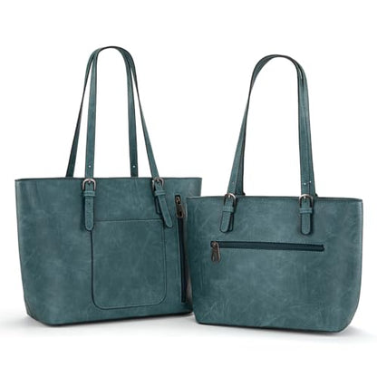 Montana West Tote Bag for Women Purse and Handbags Set Embossed Collection Purse 2Pcs Set - color: 2 Set-turquoise＃