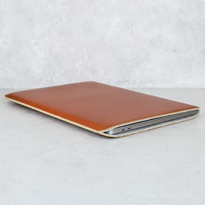 Casemade Real Leather Laptop Sleeve for MacBook Pro & Air Fits 13, 14, 15 & 16 Inch - Genuine Full Grain Leather with Soft Wool Lining (15 inch - MacBook Air M2/M3/M4/M5) - color: Tan, size: 15" Air M2-M5