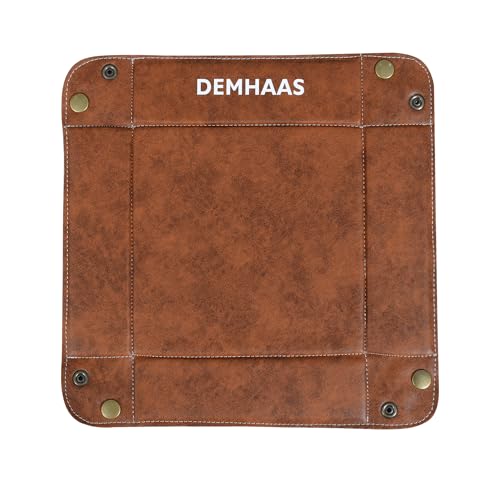 Valet Tray Organizer – Foldable Jewelry & Catchall Tray for Keys, Phone & Wallet – Double-Sided Faux Leather with Rubber Padding – Desk & Nightstand Organizer (Cognac Brown) - color: Cognac Brown