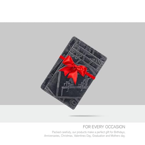 Oak Leathers RFID Blocking Minimalist Wallet - Slim Leather Card Holder - color: Egyptian Blue