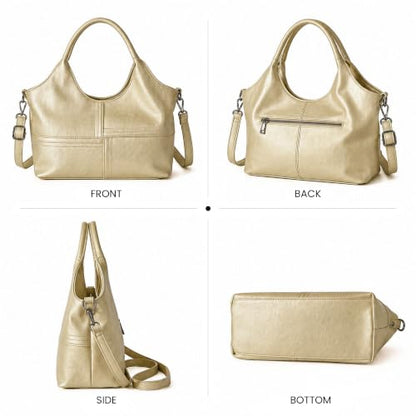 KOGTLA Medium Vegan Leather Purses for Women with Detachable Satchel Strap, Ladies Handbags, Tote Hobo Bags with Two-Handle - color: Gold