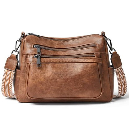 Bluome Crossbody Purses for Women, Medium Large Faux Leather Crossbody Bags Lightweight Sling Bag Shoulder Handbags - color: Brown, size: Large 12L