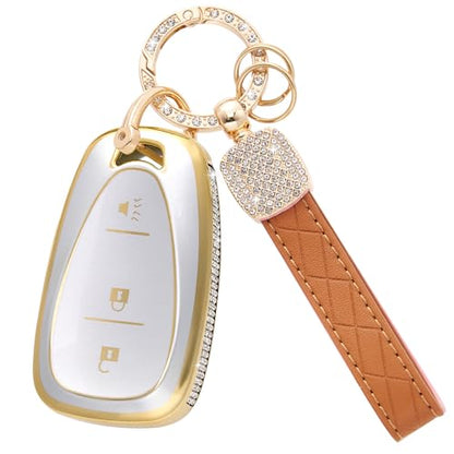 Rislobx 3 Button Key Fob Cover for Chevy, TPU Key Fob Case with Diamond Edge Compatible with 2016 2017 2018 2019 2020 2021 2022 Spark Traverse Equinox, for 2018 2019 2020 Chevy Trax (Diamond G-Silver) - size: Diamond G-Silver