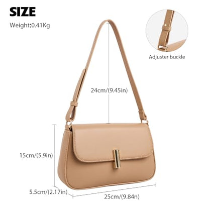 JANSBEN Small Shoulder Bag for Women, Vegan Leather Y2K Hobo Purse and Handbag for Daily Commute & Evening Dating - color: Off-white