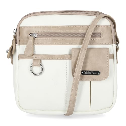 Multisac Women's MultiSac North South Mini Zip Around Crossbody - color: White/Biscotti