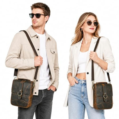 Canvas + Genuine Leather Travel A4 Tote Satchel Messenger Cross-body One Shoulder Bag For Men Male FB144 - color: 5-143 Brown